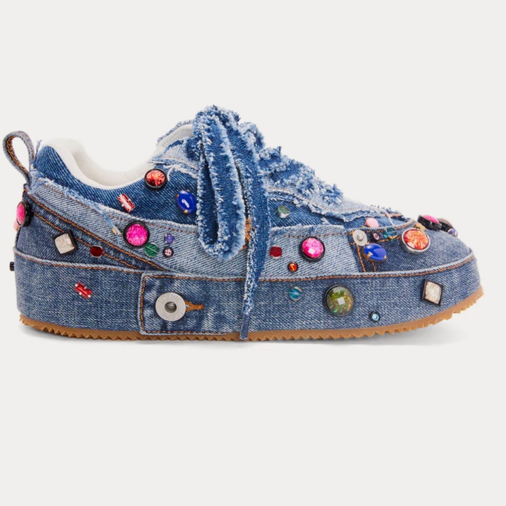 Loewe Blue Denim Athletic Shoes with Chunky Sole